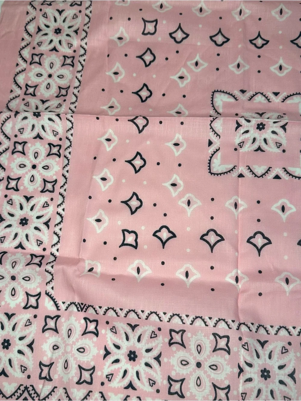 Vintage Light Pink Bandana 100% Cotton 13962 Floral Paisley Print USA Made NEW